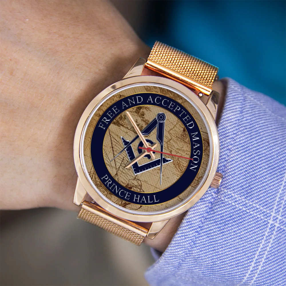 프리메이슨 시계 나침반 자 디자인 45/38mm 유니섹스 손목시계 블랙 실버 로즈골드 남성용 시계 스테인리스 스틸 스트랩