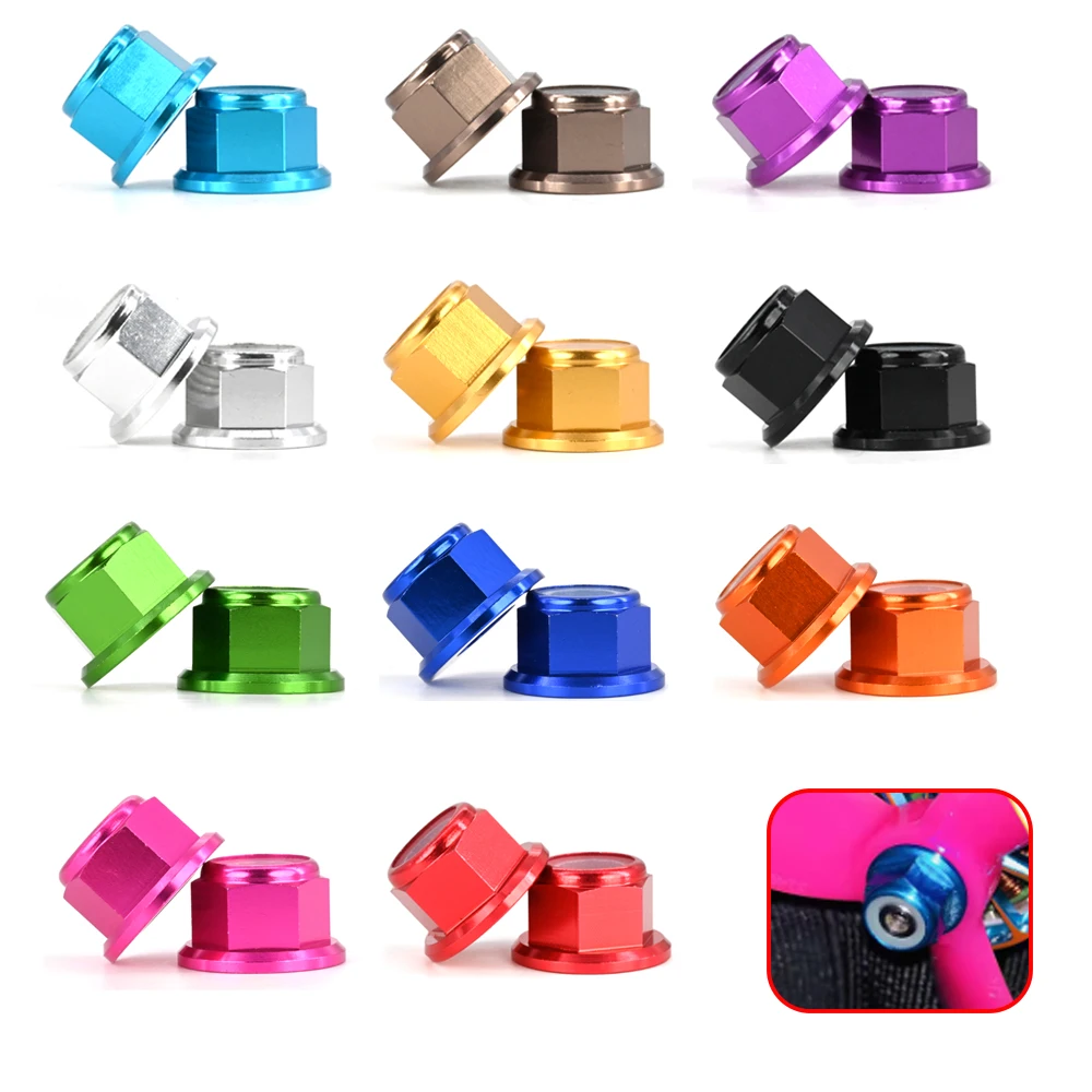 Metric Thread Aluminium Alloy Flange Nylon Lock Nut M2 M2.5 M3 M4 M5 M6 M8 Colorful Anodized Self-locking Hexagonal Nylock Nuts