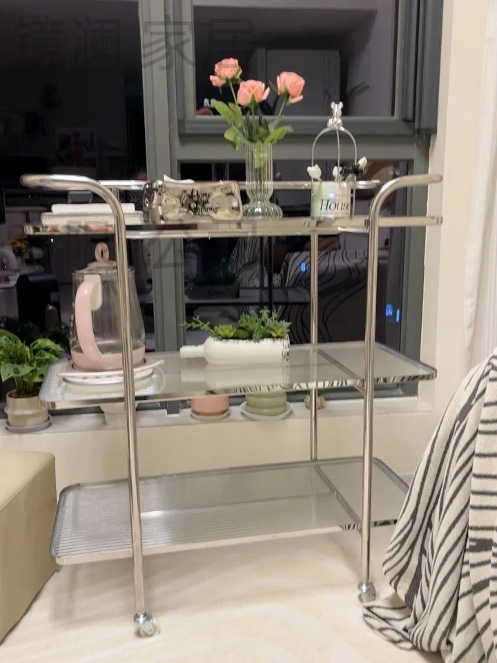 رف تخزين بعجلات ثلاثي الطبقات من العصور الوسطى متحرك #5