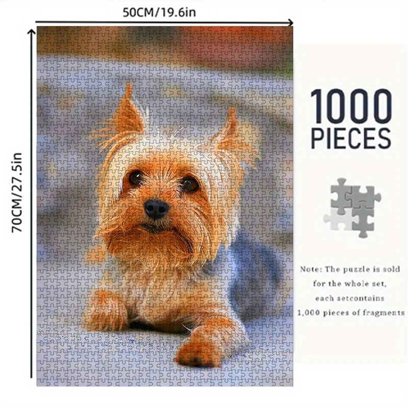 1000 قطعة من ألغاز الورق DIY، ألغاز الحيوانات الأليفة اللطيفة على شكل جحر يوركشاير، مادة البطاقة البيضاء عالية الجودة، مناسبة للوالدين والشباب #4