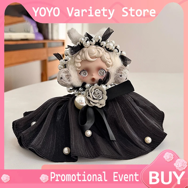 Ropa para Muñecas SP, Vestido de Encaje Negro con Tocado de Perlas para Muñecas de Tejido Ligero, Estilo Jardín, Niebla, Noche Estrellada, Ojos de Muñeca, Coleccionistas