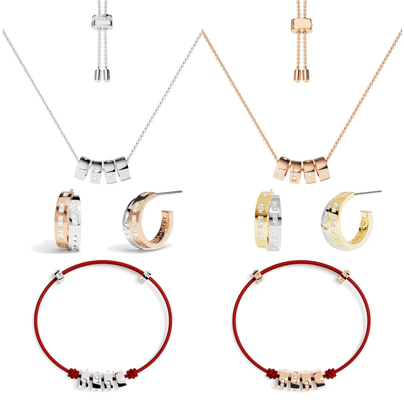 

Eomm S925 стерлингового серебра красная веревка код Морзе серьги браслет ожерелье женская пара классический юбилей модные новые ювелирные изделия