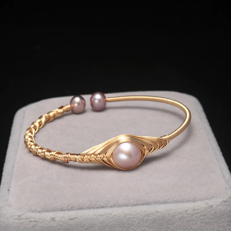 fashion  natural freshwater pearl simple eye bracelet female opening