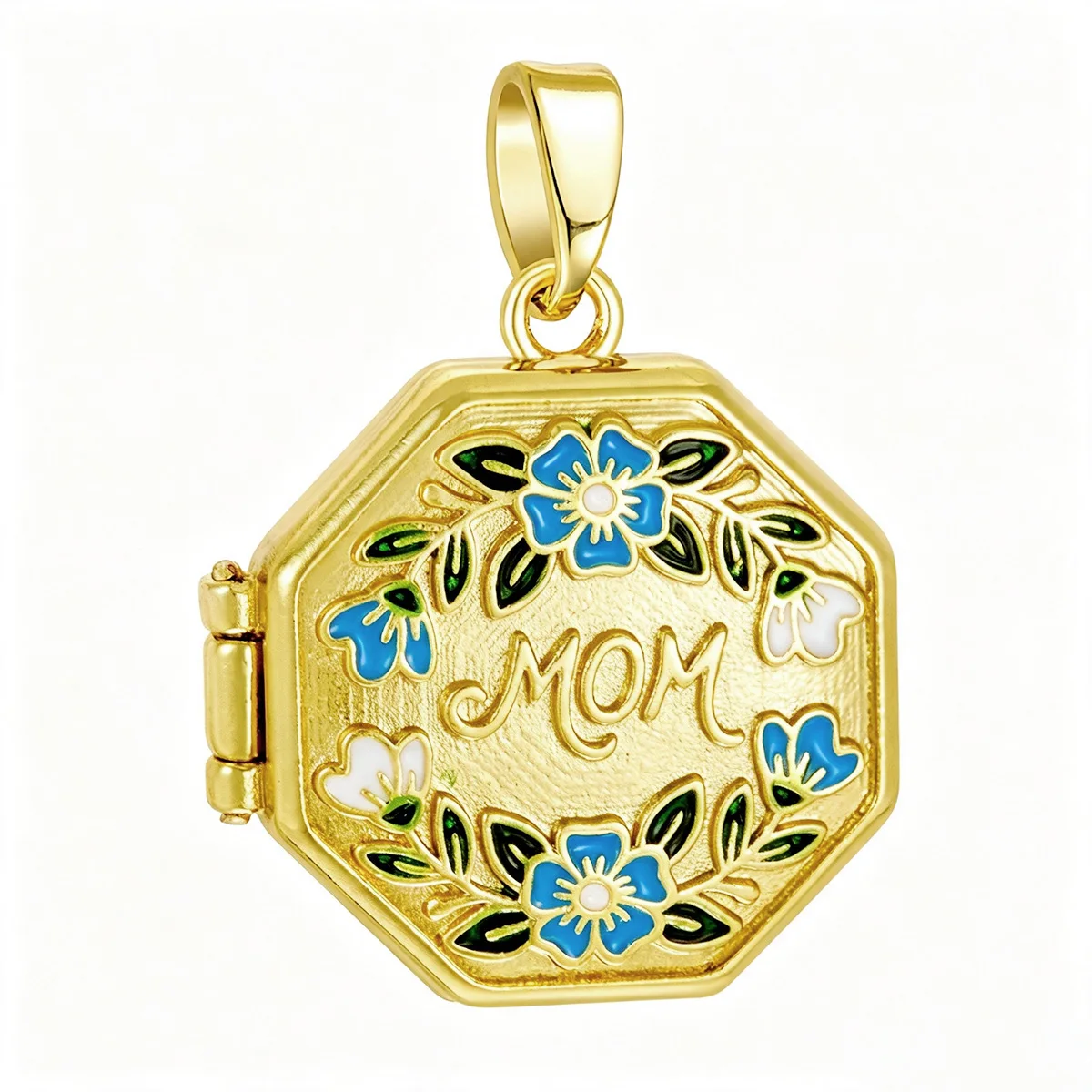 Gold Plated MOM Photo Locket Charms Openable Multi-Shape Memory Pendant, DIY Necklace Keychain Bag Charm, Mother's Day Gift