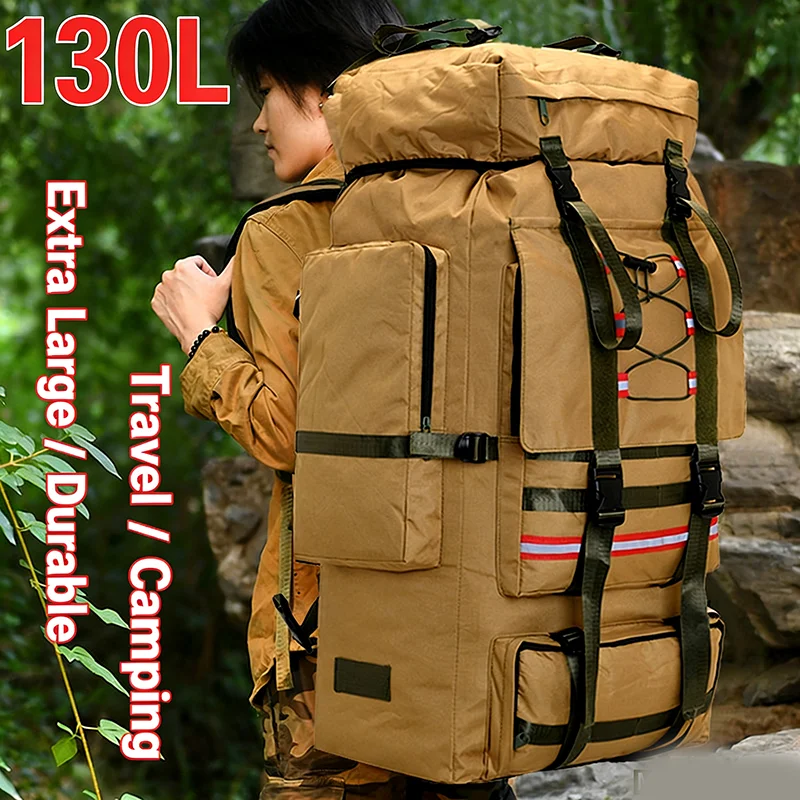 

Hiking/travel/tactical backpack backpacking 130L camping accessories ultralight hiking camouflage light green dark khaki black