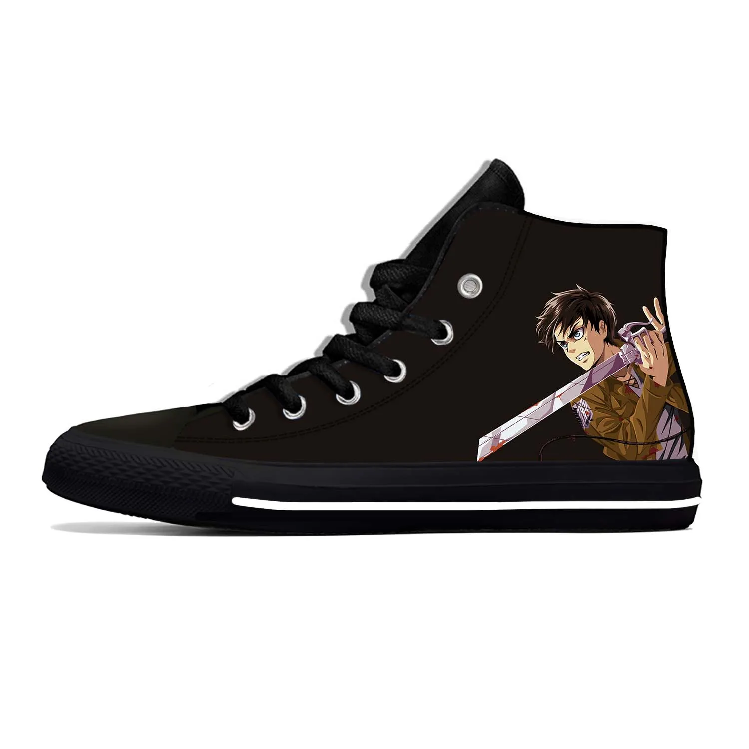 Hot Anime Attack on Titan Lightweight Cloth 3D Print Funny Fashion High Top Canvas Shoes Mens Womens Casual Breathable Sneakers