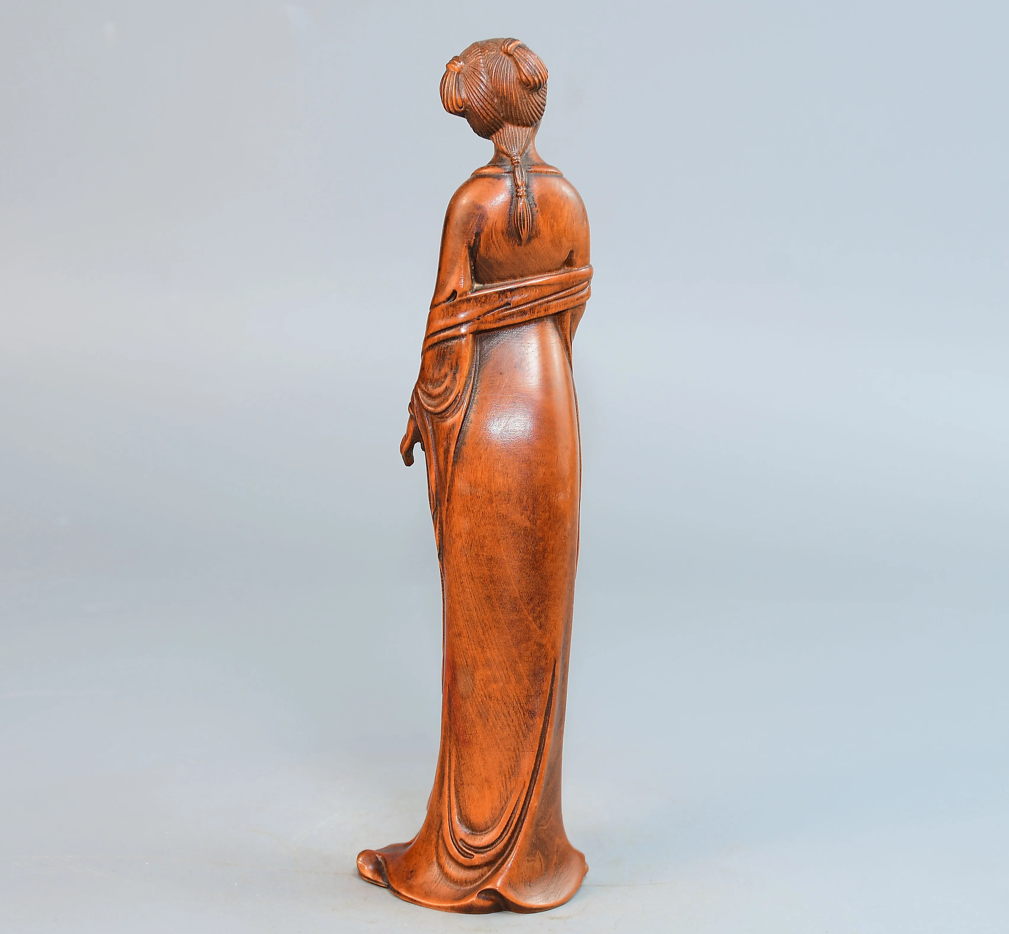 

7"Old Boxwood Classical Beauty Statue The image of ancient Chinese beauties Model Statue Worship Hall Town house