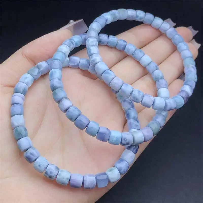 7MM Natural Purple Larimar Bead Bracelet Crystal For Women Fortune Energy Mineral Amulet Jewelry Healing Gift 1pcs