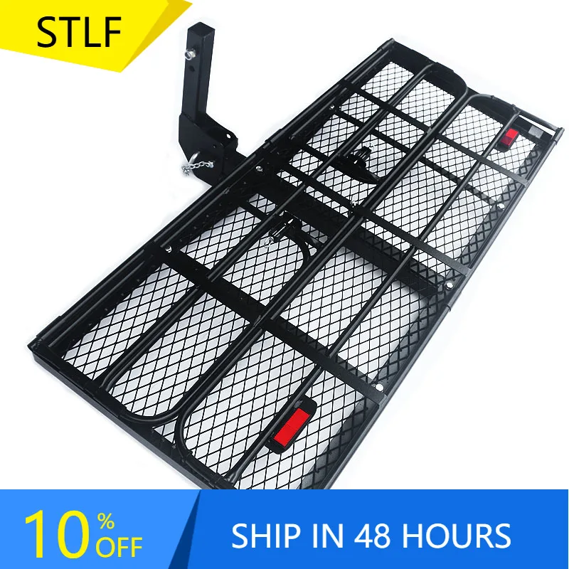 

STLFHitch Mount Cargo Carrier 60" X 24.4" X 13.8" Folding Cargo Rack Rear Hitch Tray Luggage Basket With 500 LB Capacity Fits 2"