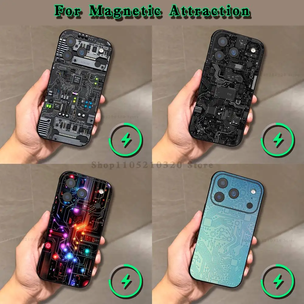 

circuit board Phone Case For iPhone 17,16,15,14,13,12,11,Pro,Max,Plus,E,Air,Mini Magnetic Magsafe Frosted