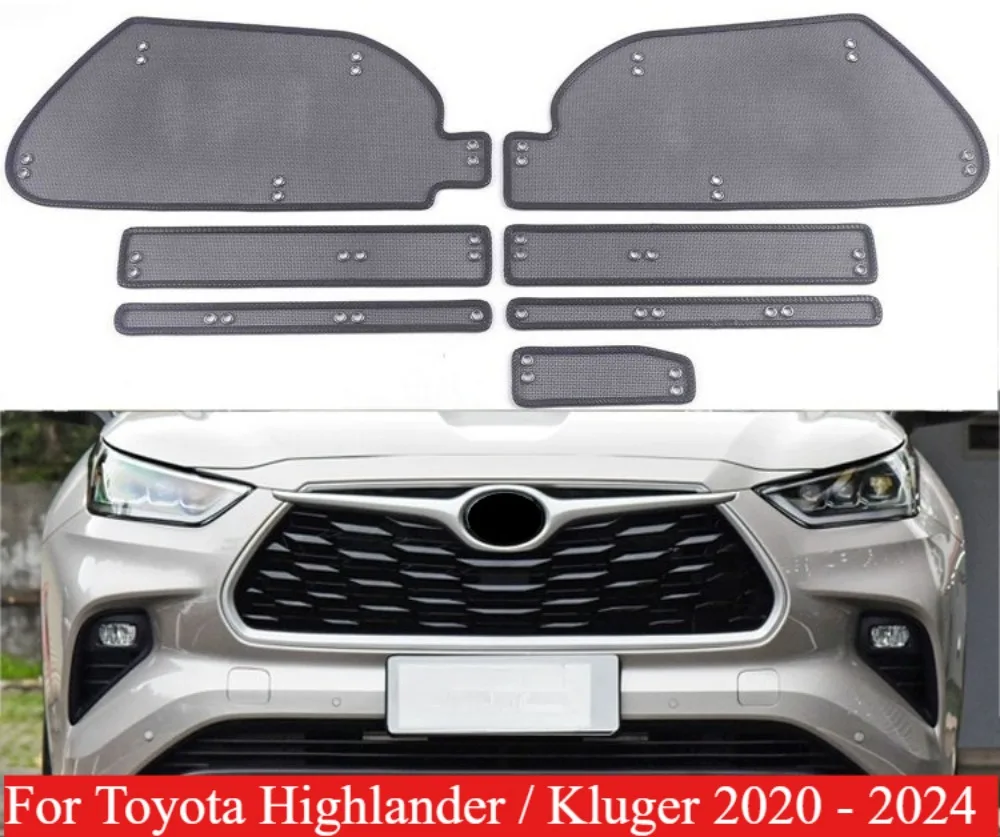

For Toyota Highlander / Kluger 2020 - 2024 Car Front Grille Insect Net Screening Insert Mesh Protection Kit Exterior Accessories