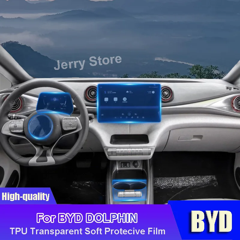 

For BYD DOLPHIN Car Interior Center Console Transparent TPU Protective Film Anti-scratch Repair Stickers