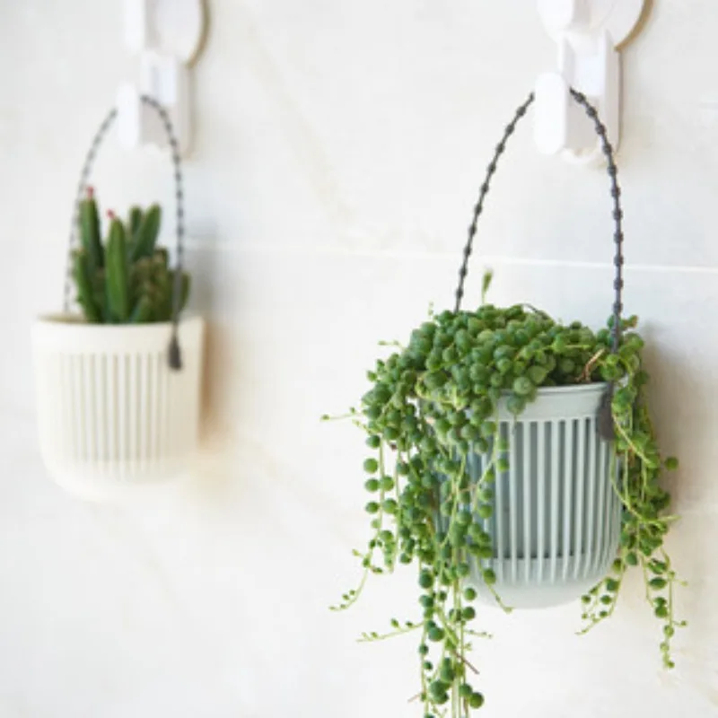 1pcs Creative Simple Double-layer Plastic Planter Desktop Ornament Hanging Flowerpot Plants Holder Basket Garden Pot Home Decor