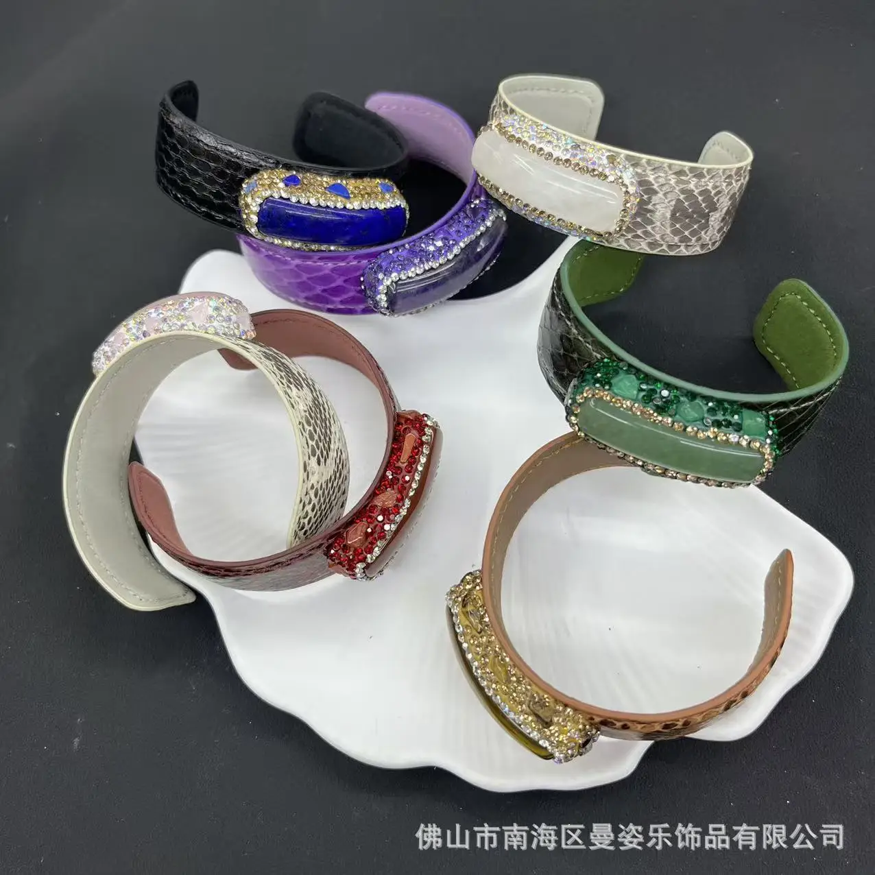 DIY accessories New snake skin bracelet Fashion Internet celebrity New leather inlaid high quality AAA natural stone bracelet Fa