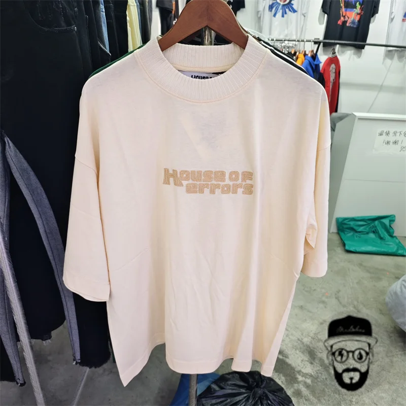 High quality pure cotton house of errors letter embroidery men's T-shirt oversized loose top tee