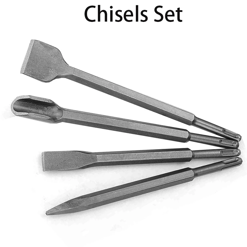SDS Electric Rotary Bit Point U Groove Gouge Flat Chisel Break Concrete Brick Wall Drilling For Home Improveme Tools