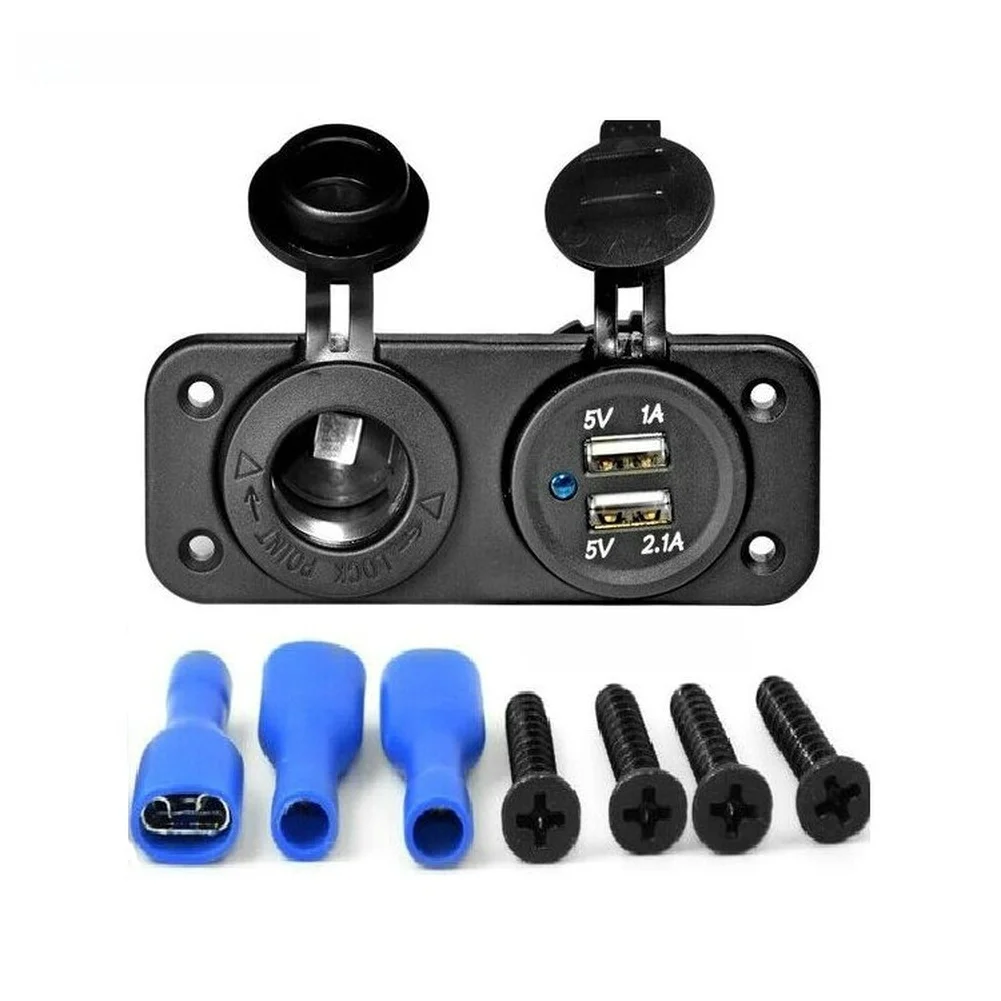Safe 12V Dual Port Vehicle Charger 2.1A Power Socket For Auto Motorcycle RV Boat for camper Truck for Marine Electrical System