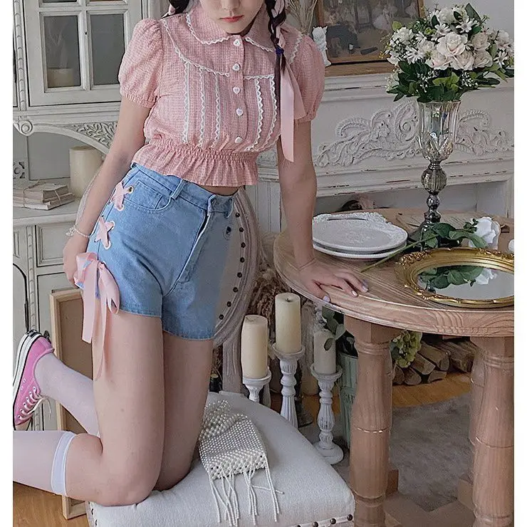 Neue Damen-Jeans mit rosa Trägern und hoher Taille, schmaler, weicher Mädchen-Jeans