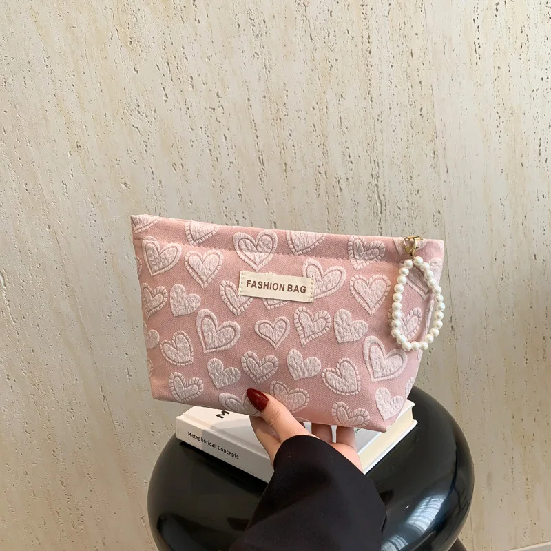 

Cute Heart Pattern Women Makeup Bag Toiletries Cosmetic Organizer Zipper Bag Travel Wash Pouch Cosmetic Bag Female Make UP Bags