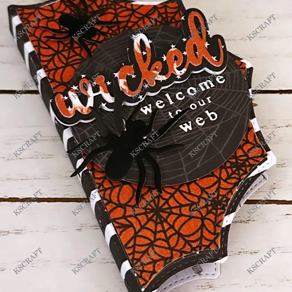 KSCRAFT Halloween Spiderweb Mini Album Cutting Dies Stencils for DIY Scrapbooking Decorative Embossing DIY Paper Cards