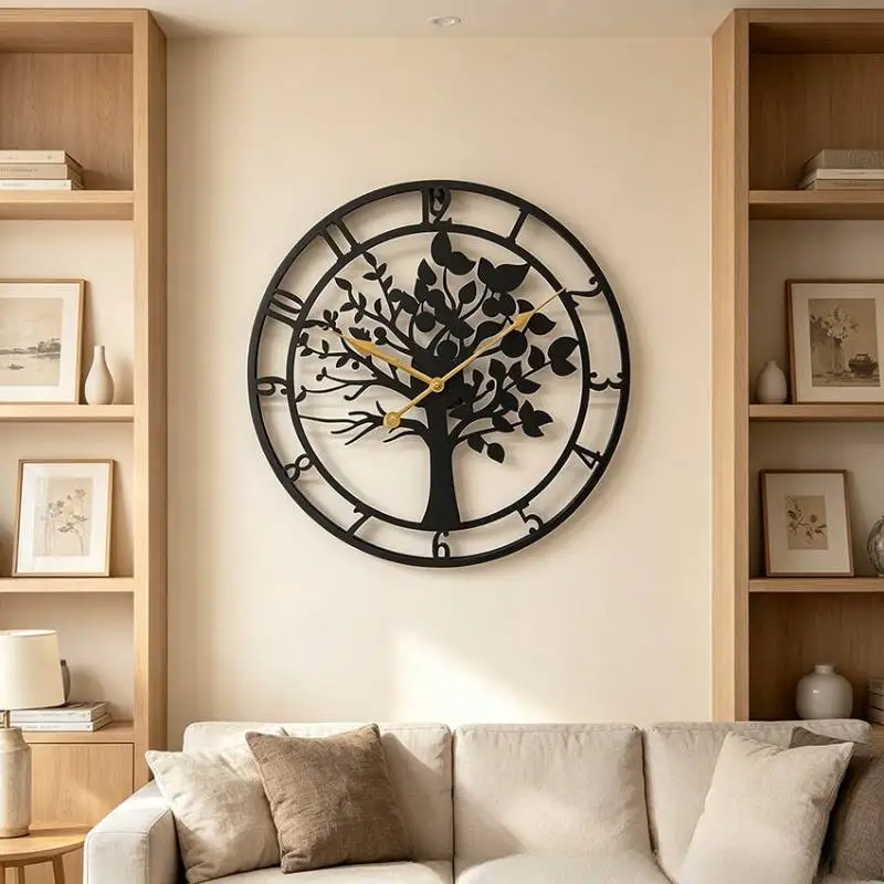 Designer Black Wall Watch Security Unique Premium Nordic Luxury Wall Clock Living Room Office Reloj Para Pared Home Decor