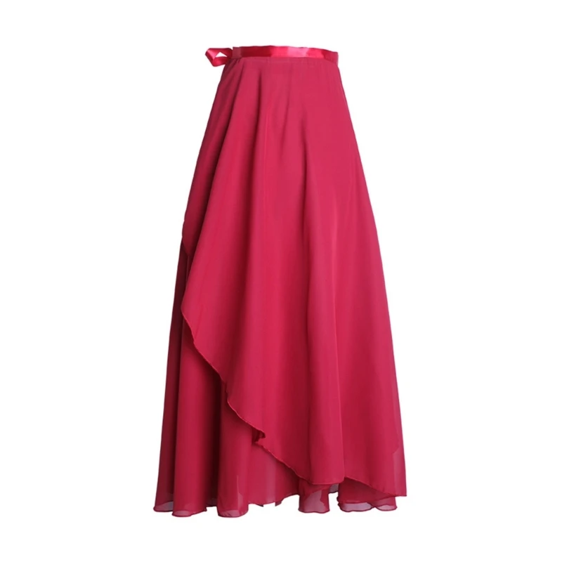 Women Chiffon Ballet Wrap Skirt Asymmetric Long Dance Skirt Skate Over Scarf Skirts Tutu Dance Skirt for Ballets Dance Dropship