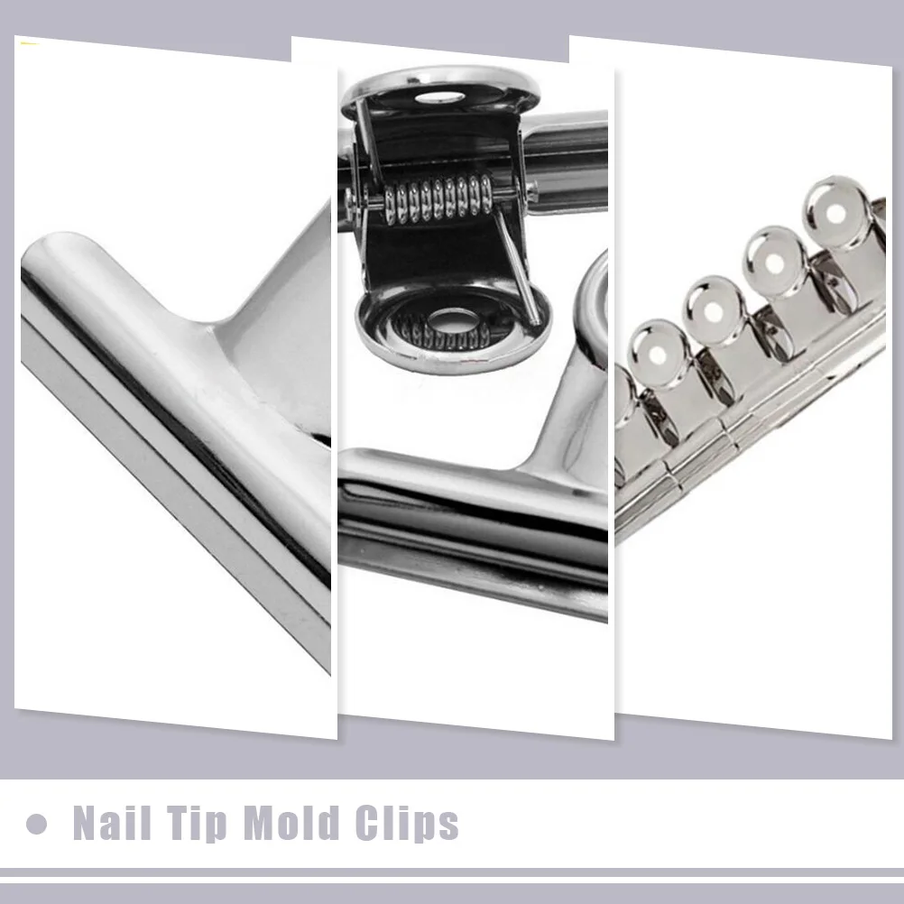 

12Pcs Nail Extension Clips Metal Fixing Clip Adjustable Length Nail Tip Clamp Manicure Tools for Nails