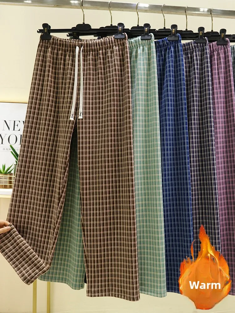 厚手のフリース暖かいカジュアルパンツハイウエストストレートレッグパンツ巾着デザインホームウェアパジャマアウターウェア女性に適しています