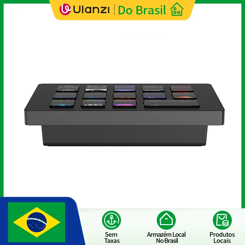 Ulanzi D200 D200H Stream Deck Teclado com 13 teclas macro Controle de fluxo para jogos de escritório no YouTube Suporte ao vivo TF/SD/USB 3.0