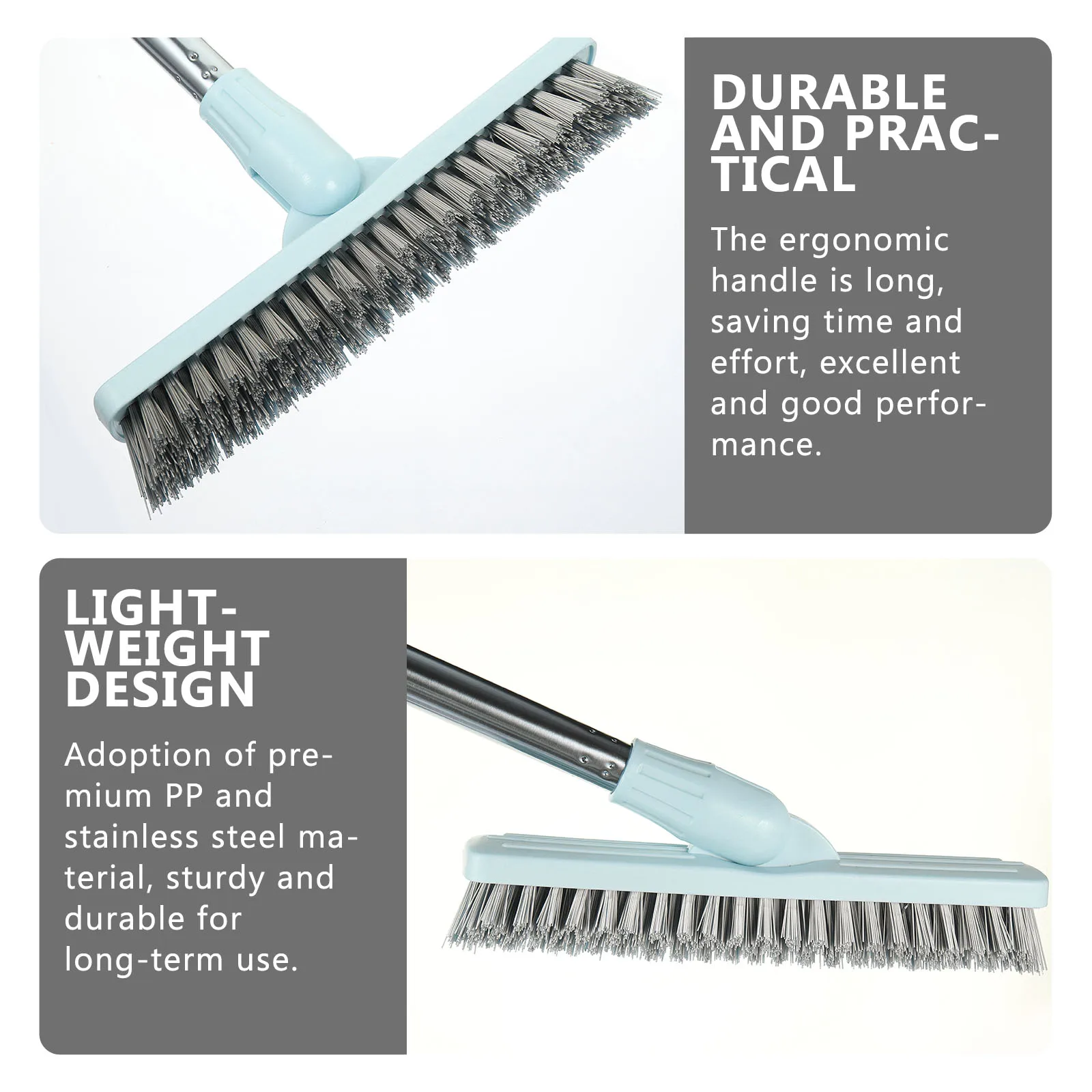 

Long H Cleaning Brush Stainless Steel Scrub Bath Tub Shower Tile Grout Crevice Floor Ceramic Rotatable Non Scratch Durable