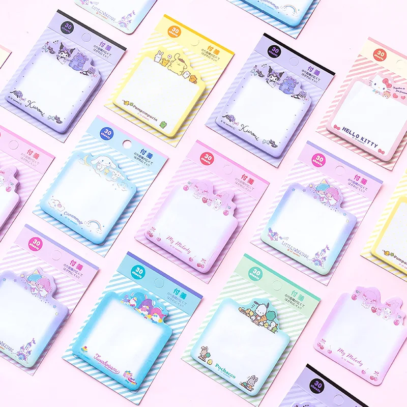 24pcs/lot Sanrio Melody Kuromi Cinnamoroll Memo Pad Sticky Notes Stationery Label Notepad Planner Sticker Post School Supply