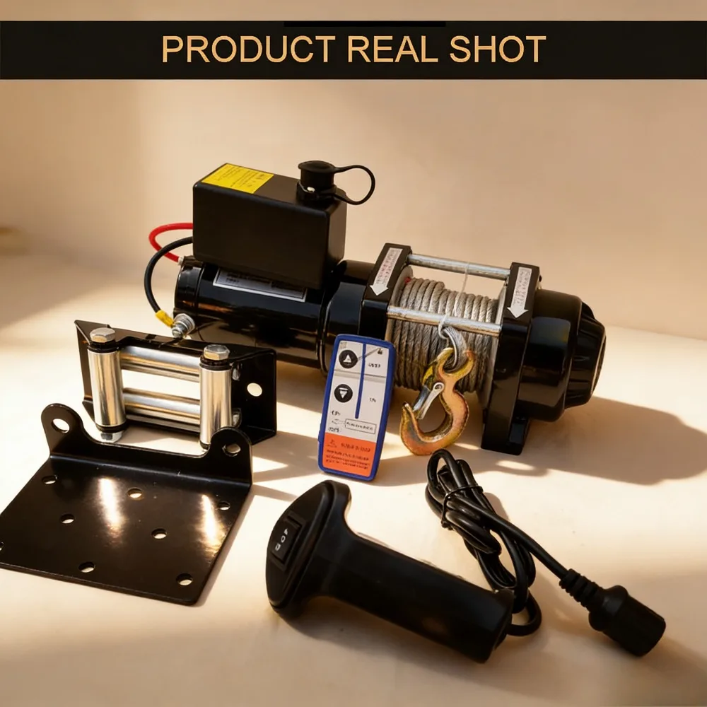 

Portable Electric Winch 4000/4500lbs Steel Wire Rope 12V/24V with Wireless Control,Traction Winch for Car Trailer Truck Off Road