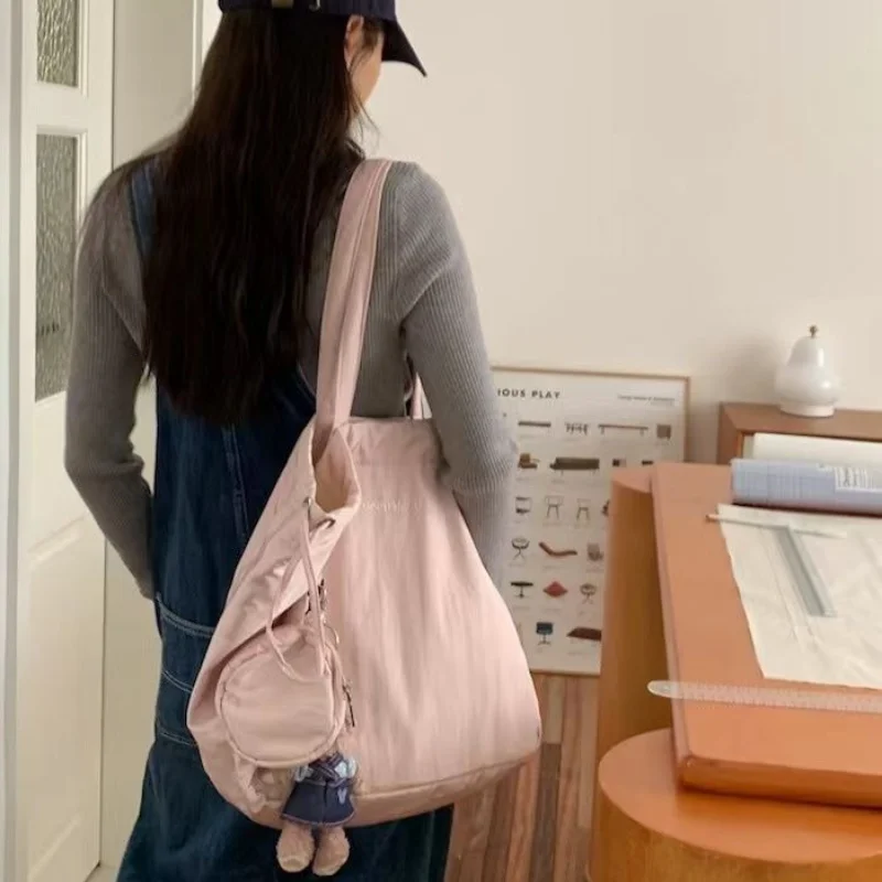 Waterproof Shoulder Bag Simplified Casual Embroidery-Letters Shopping Bag Student Commuter Versatile Tote Bag With LargeCapacity