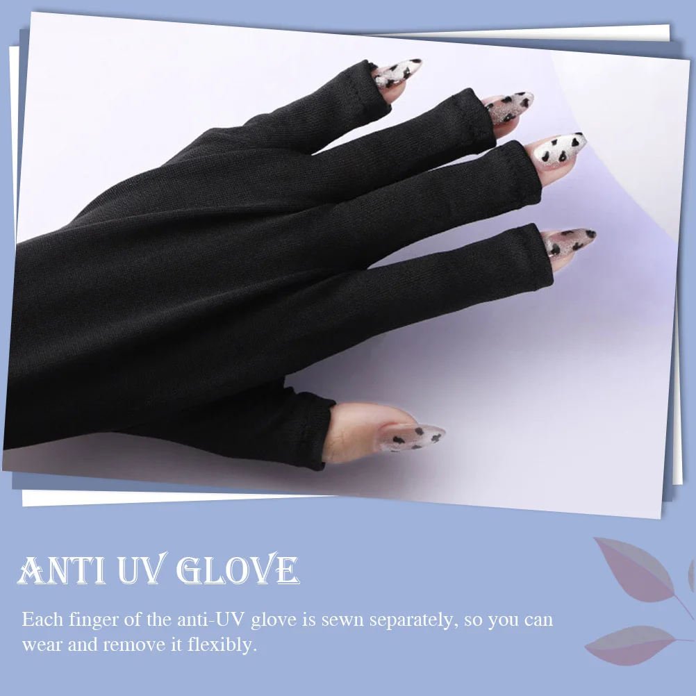 2 أزواج قفازات للتقليم بدون أصابع من الأشعة فوق البنفسجية يغطي لينة الجلد واقية ملابس اليد مناسبة لمجفف الأظافر