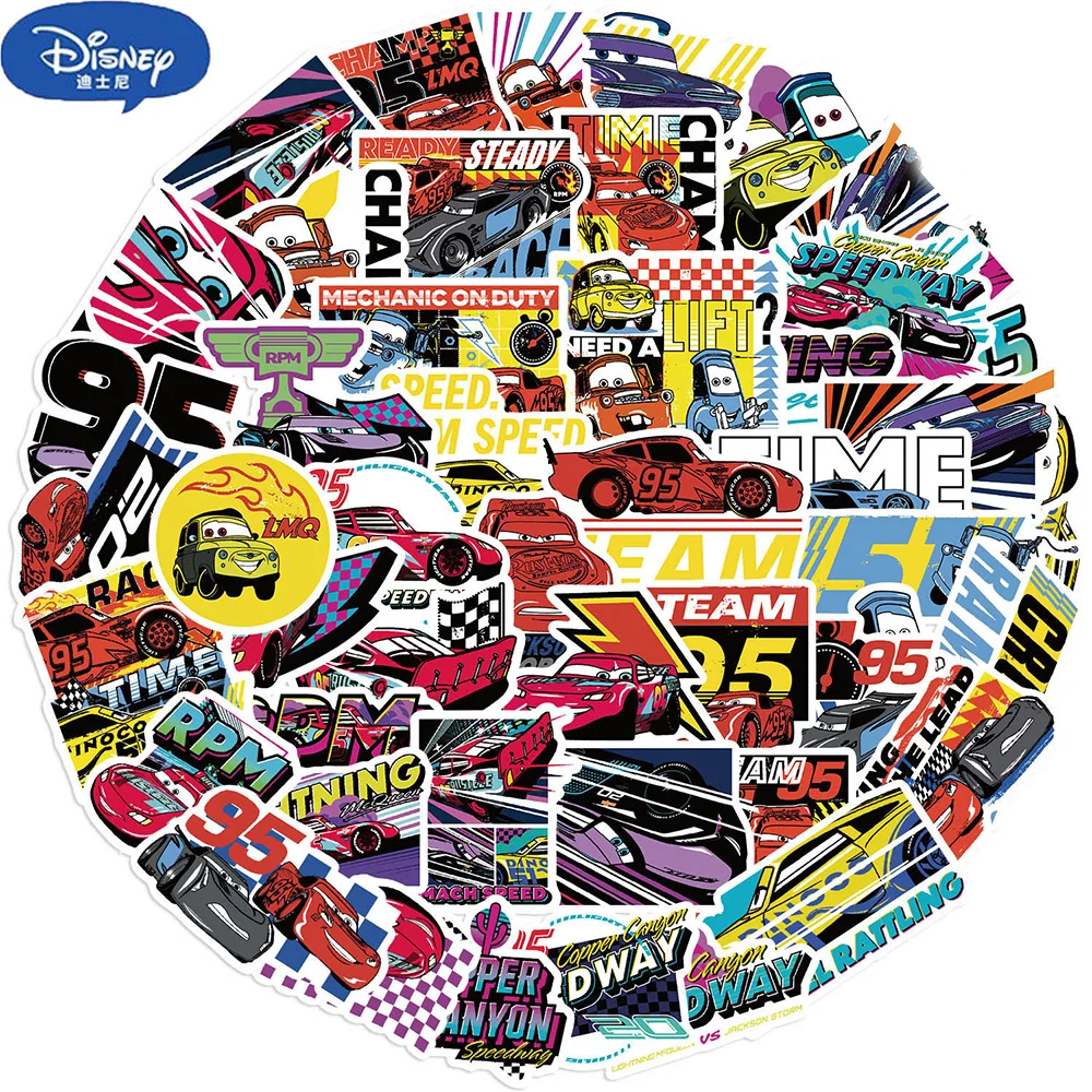 10/30/50pcs Cute Disney Cartoon Cars Lightning McQueen Stickers for Kids Anime Decal DIY Laptop Skateboard Kawaii Sticker Gifts