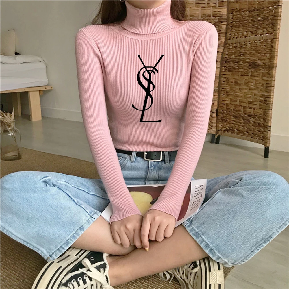 Turtleneck Sweater Women Knitted Pullovers Fashion Basic Long Sleeve Knitwear Autumn Winter Slim All Match Jumpers