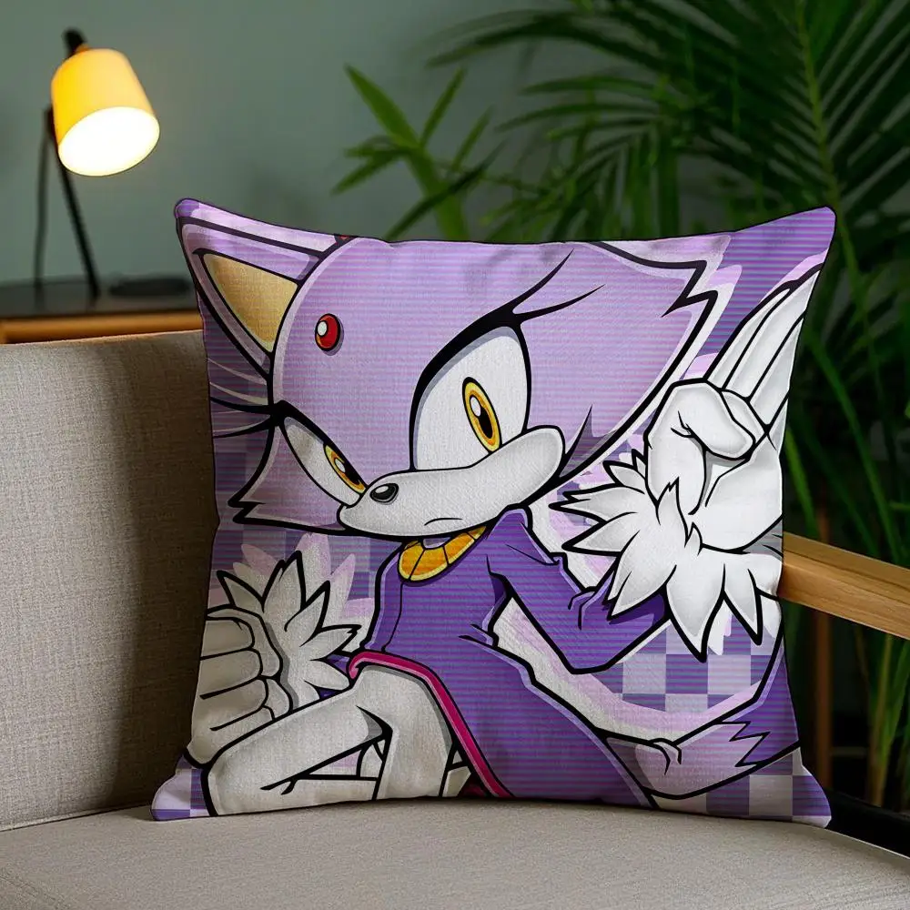 Cartoon S-SonicS Kissenbezug, Plüschstoff, weich, doppelseitig bedruckt, für Sofa, Schlafzimmer, Heimdekoration, feines Geschenk, Kissenhülle – Detail 9
