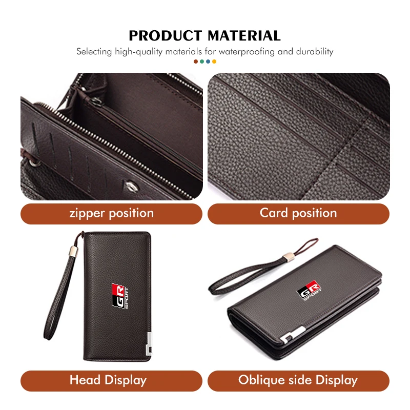 Leather Car ID Credit Card Holder Men Minimalist Wallets Case For Toyota GR Sport Gazoo Racing Yaris 86 Corolla Hilux Supra