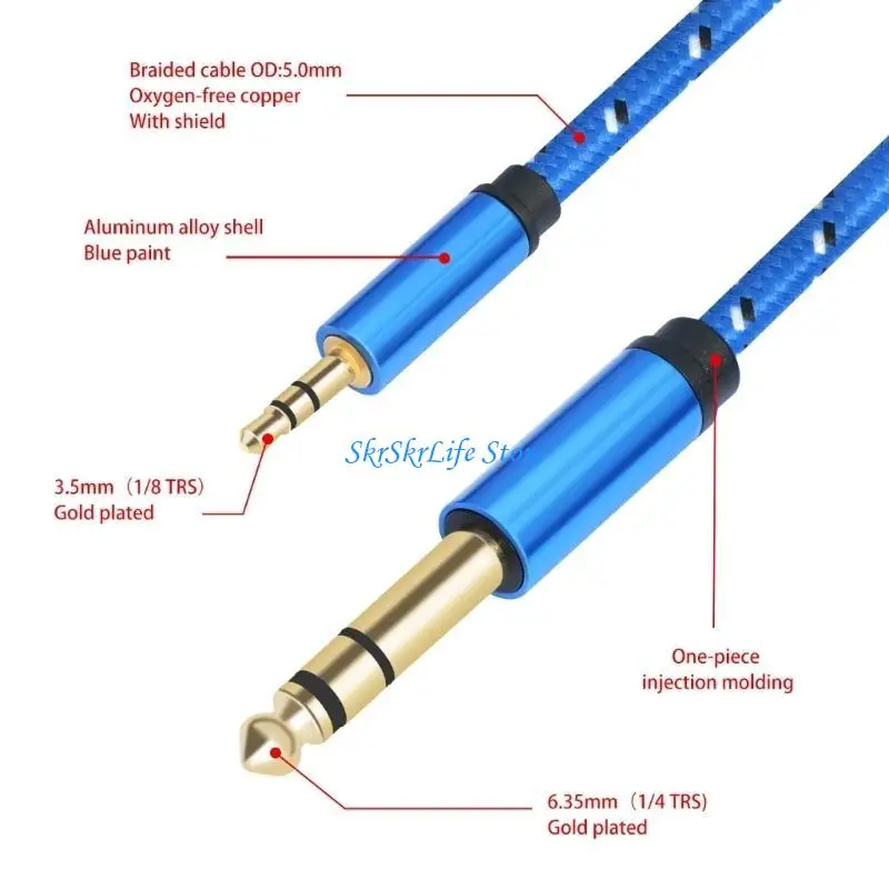 

E65E Lightweight 3.5mm 6.35mm Cable Bidirectional Cable Nylon & Metal Flexible Cable