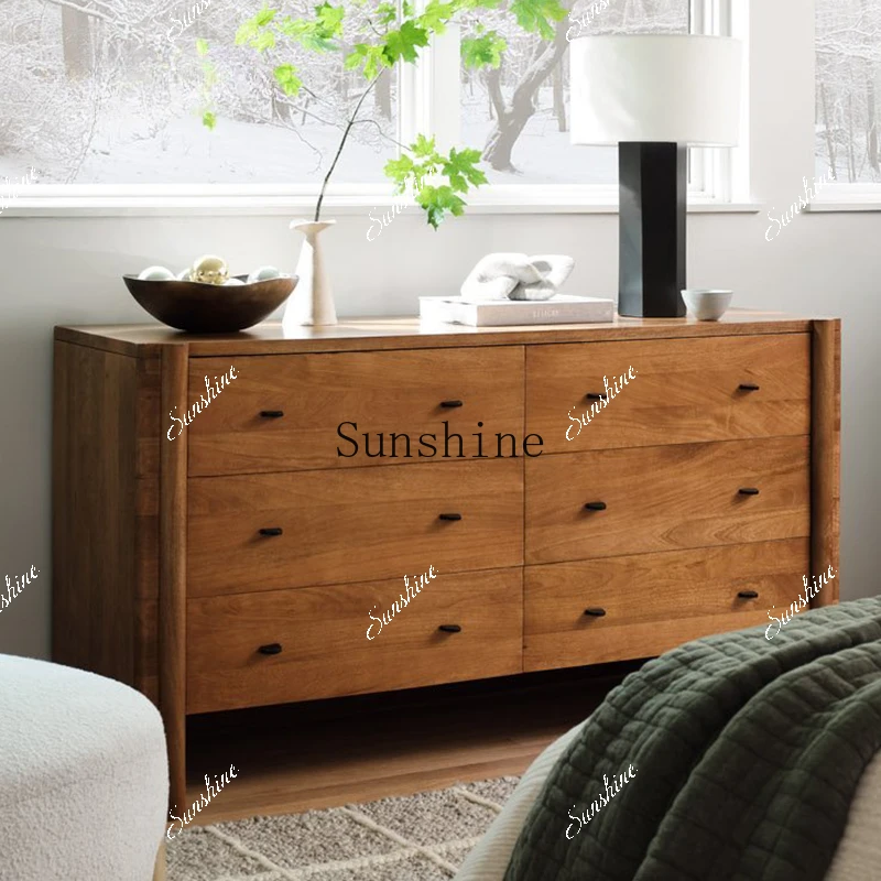 Medieval solid wood bedroom storage retro drawer cabinet living room multi-function  FT