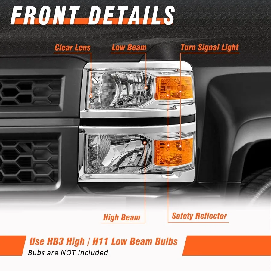 ل 20142015 تشيفي سيلفرادو 1500 لاقط المصابيح الأمامية الجمعية مصنع الهالوجين OE نمط كروم الإسكان استبدال سائق و Pas