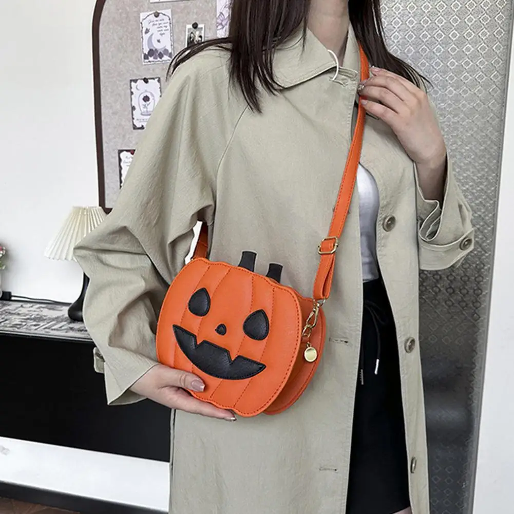 กระเป๋าฟักทองฮาโลวีน กระเป๋าสะพายข้างฟักทองฮาโลวีนเทศกาลสําหรับงานปาร์ตี้ กระเป๋าสนุกพร้อมสายสะพายไหล่ปรับได้สําหรับถนน