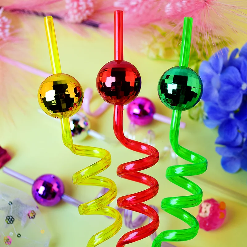 12 Stück Disco-Spiegelkugel-Trinkhalme, wiederverwendbar, perfekt für 70er-Jahre-Disco-Partys, Tänze, Festivals, Hochzeiten, Geburtstage und Bars