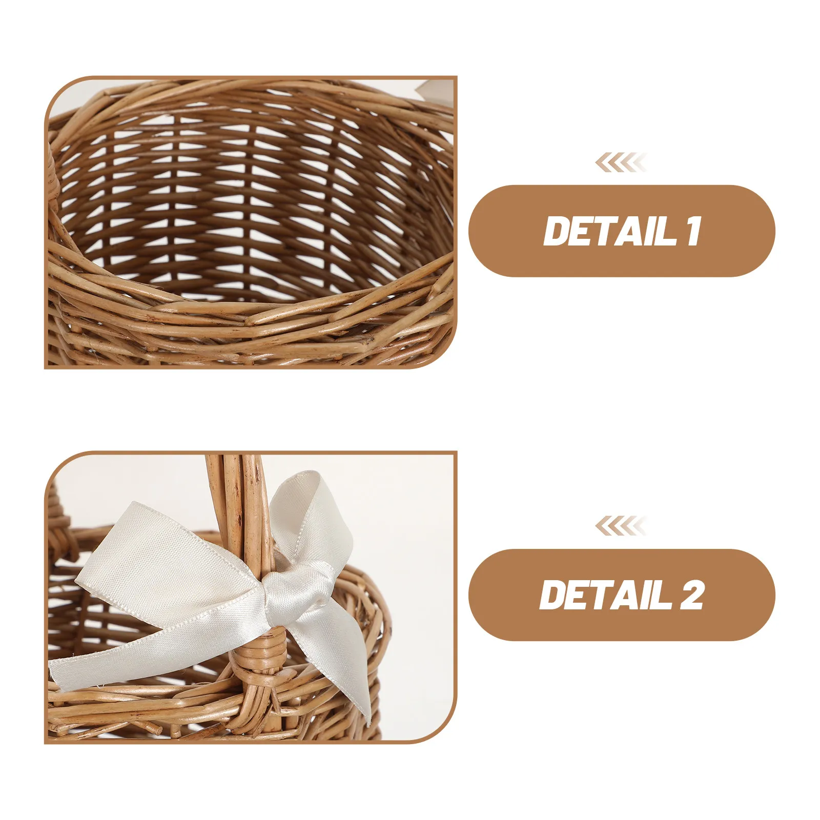 Flower Basket With Handle For For Picnic Wedding Handwoven Willow Rattan Round Shape Vintage Weddings Gatherings