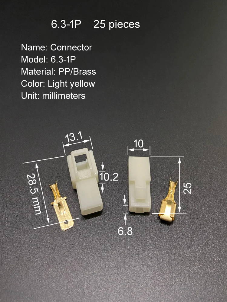 6.3-1P/2P/3P/4P Wire Terminal Connector Set Plastic Shell Male And Female Matching Plug-in Parts Electrical Connection Accessory