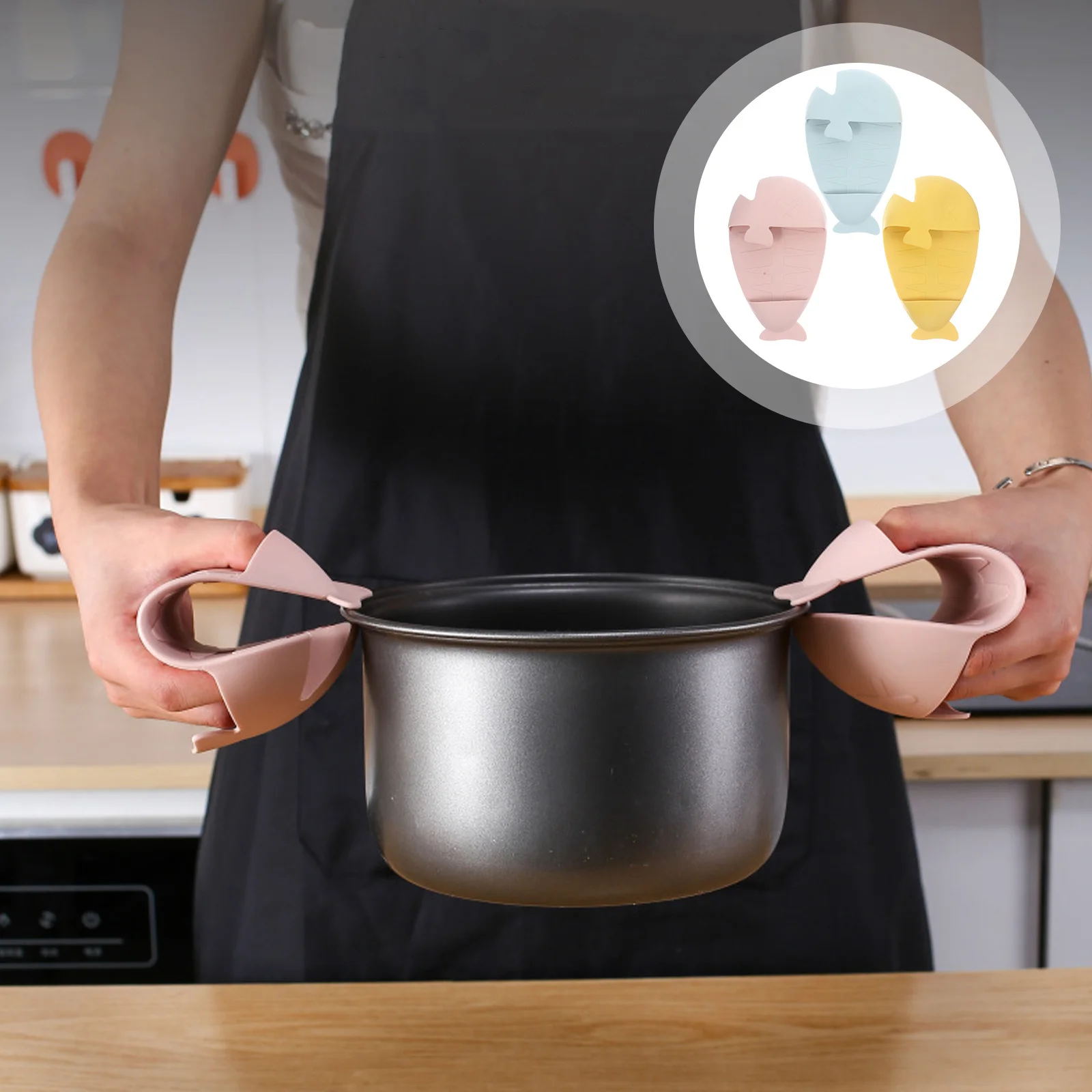 

4Pcs Anti-Scald Oven Mitts Heat-Resistant Thickened Non-Slip Plate Holder Kitchen Protective Gloves Baking Microwave Plate Clip