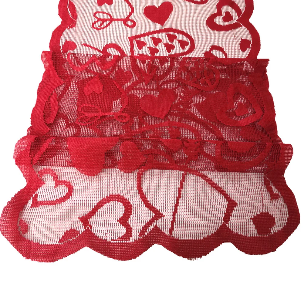 

1Set Heart Table Runner Set Red 33x183cm 2 Table Mats 30x45cm Elegant Valentine Decoration High Quality Material