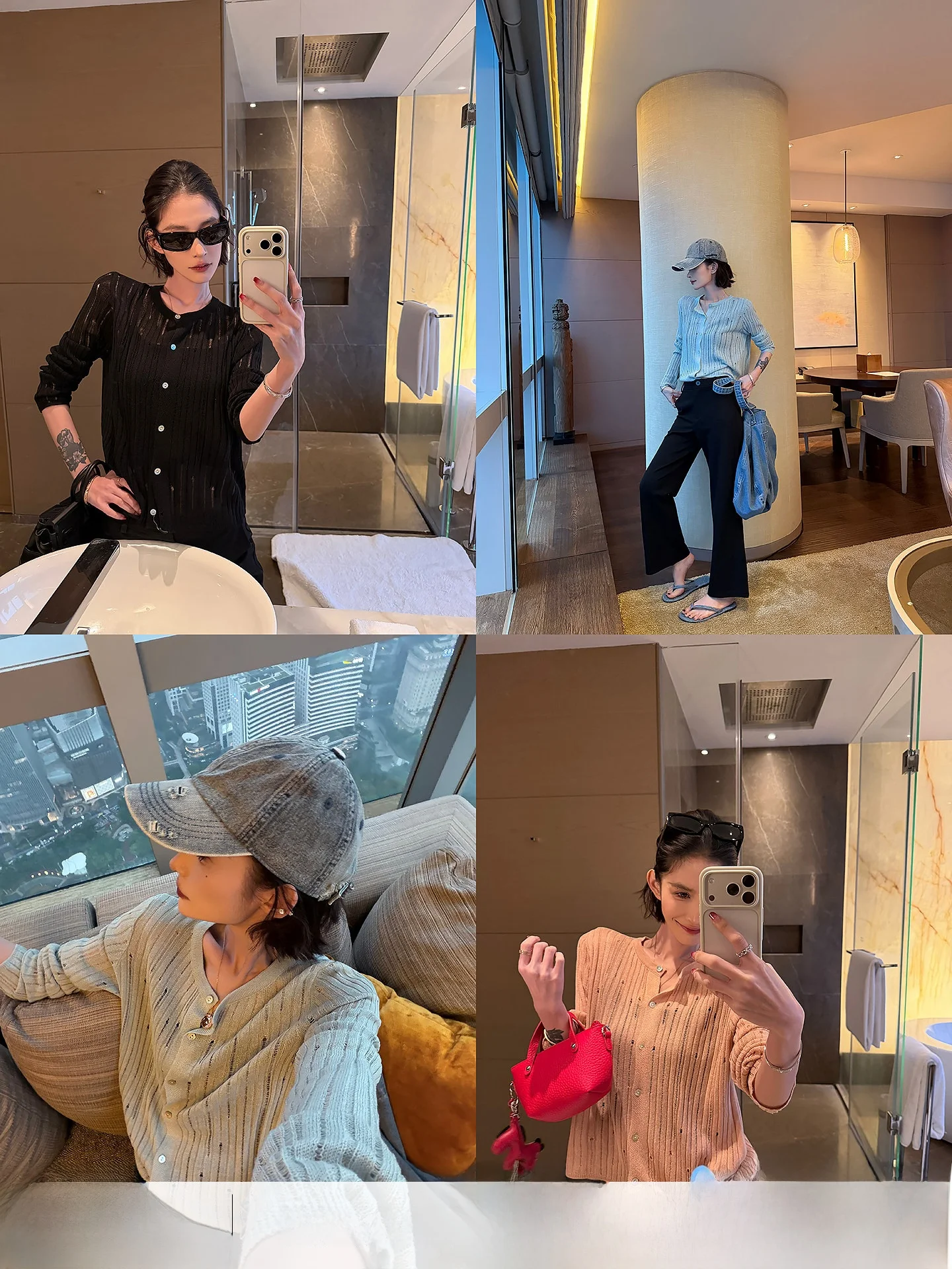 

Wutong Long Sleeve Knitted Cardigan Women's Slim Fit Summer Korean Style round Neck Hole Design Casual Wear Rylee Fabric