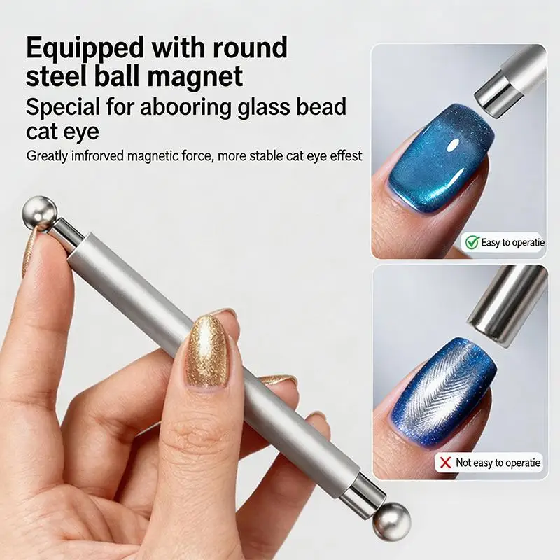 Circular Cat Eye Magnet Ring With Handle Nail Tools Hollow Cat Eye Effect Strong Magnetic Ring For Gel Nail Polish DIY