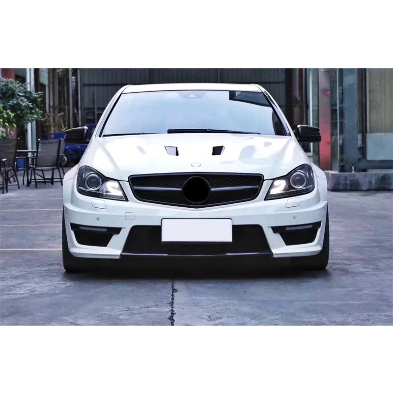 Whole Set Body Kit for C Class W204 C200 C260 C300 2007-2014 to C63 Front Rear Bumper Grille Side Skirt view 2